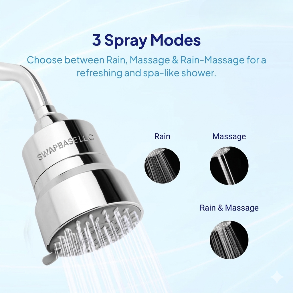SwapBase DIVA-03 | 3-Mode Shower Filter for Hard Water